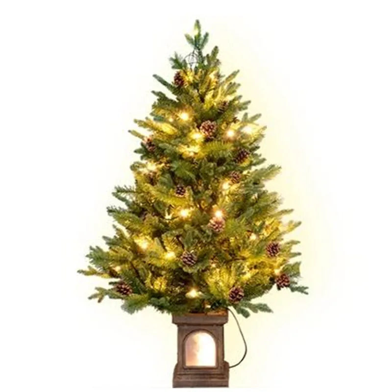 Beleuchteter Tannenzapfen-Weihnachtsbaum mit Laternensockel