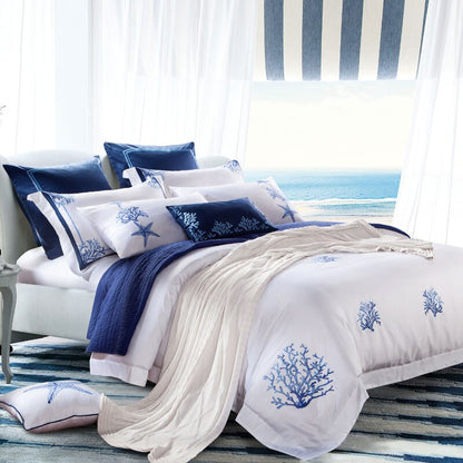 Amellora Nautical Embroidered Egyptian Cotton Bedding Set
