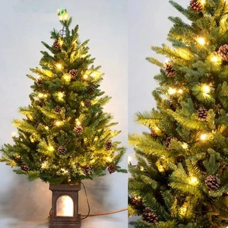 Beleuchteter Tannenzapfen-Weihnachtsbaum mit Laternensockel