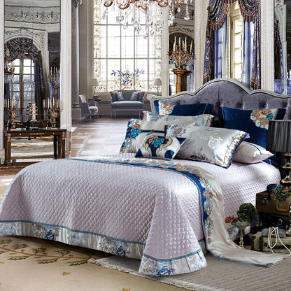 Kaleyra Silver Golden Silk Satin Cotton Bedding Set