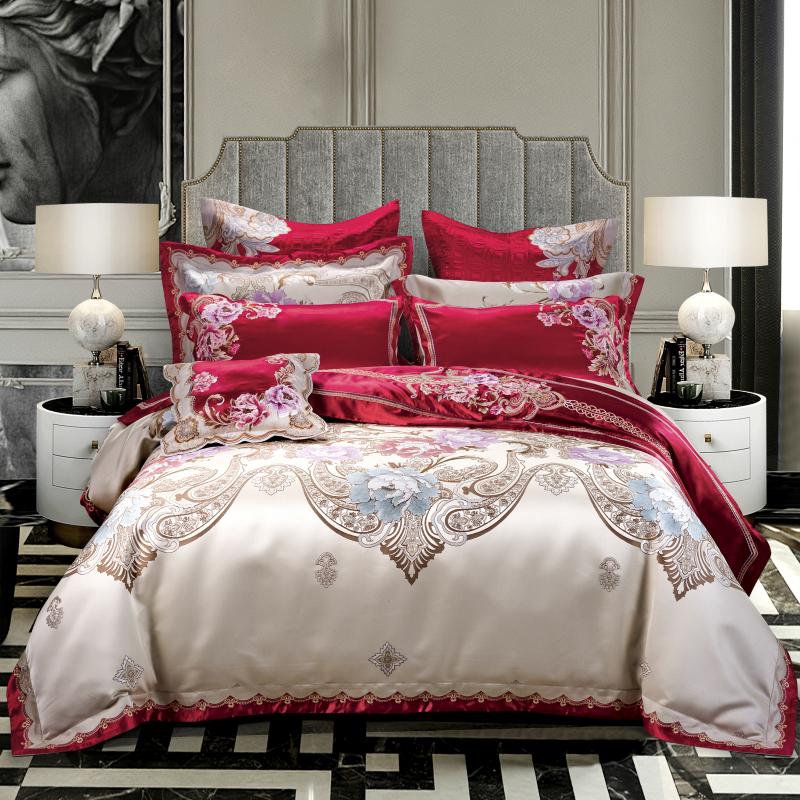 Tulipia Luxury Sateen Cotton Paisley Floral Jacquard Royal Bedding Set