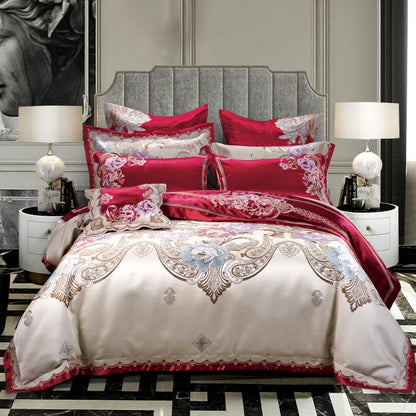 Tulipia Luxury Sateen Cotton Paisley Floral Jacquard Royal Bedding Set