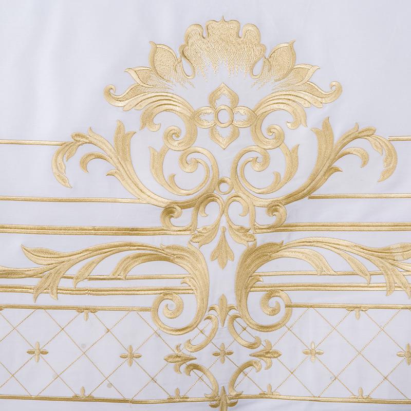 DeLuxxe White Embroidered Luxury Egyptian Cotton Bedding Set