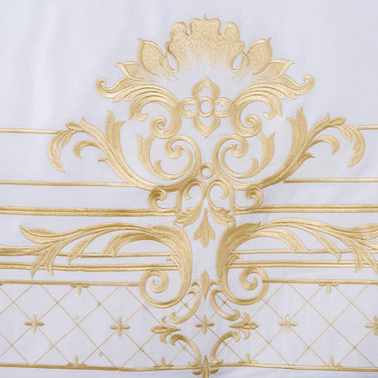 DeLuxxe White Embroidered Luxury Egyptian Cotton Bedding Set