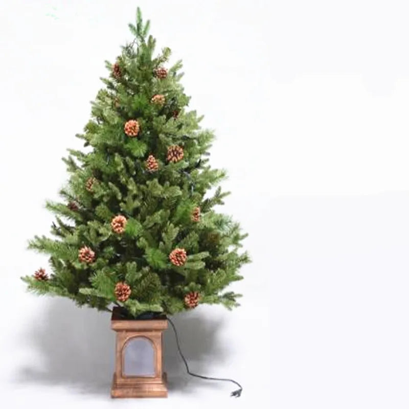 Beleuchteter Tannenzapfen-Weihnachtsbaum mit Laternensockel