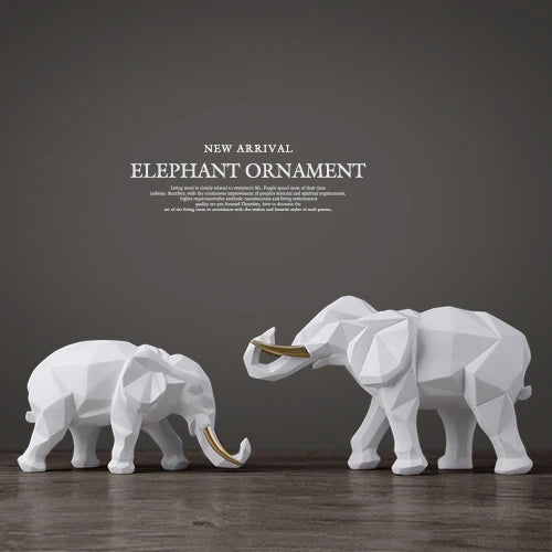 2Pcs Elephant Figurine Set