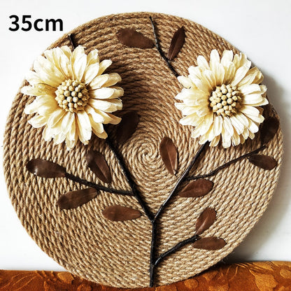 Embossed Floral Rattan Wall Decor