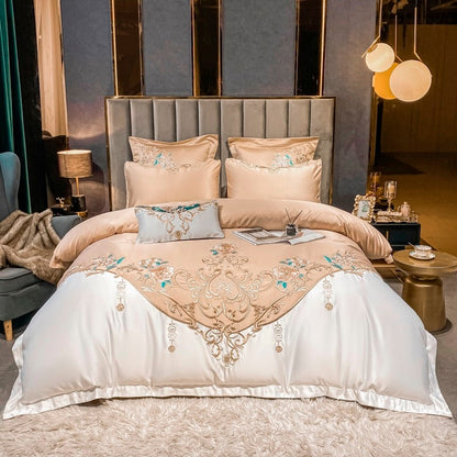 Domitia Desert Sand Embroidery Egyptian Cotton Bedding Set