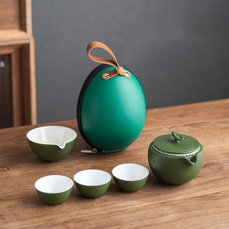 Orange Shape Portable Teapot Set