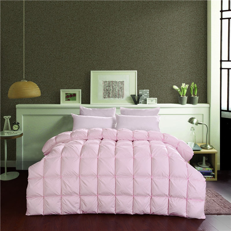 Shadiya Pink Square Quilted Cotton Goose Down Filling Comforter