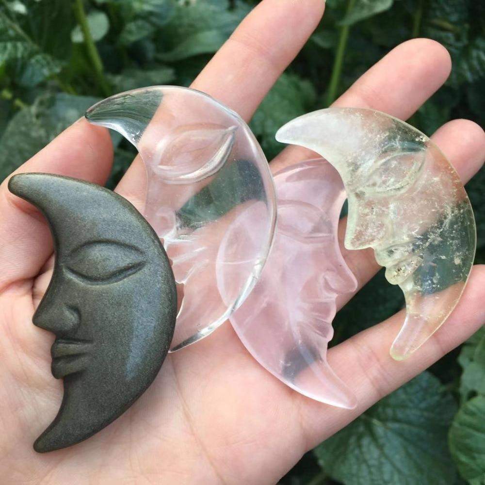 Hand Carved Moon Crystal Quartz