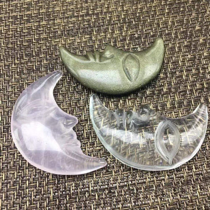 Hand Carved Moon Crystal Quartz