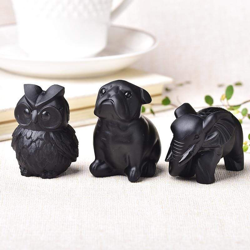 Hand Carved Obsidian Animal Figurine