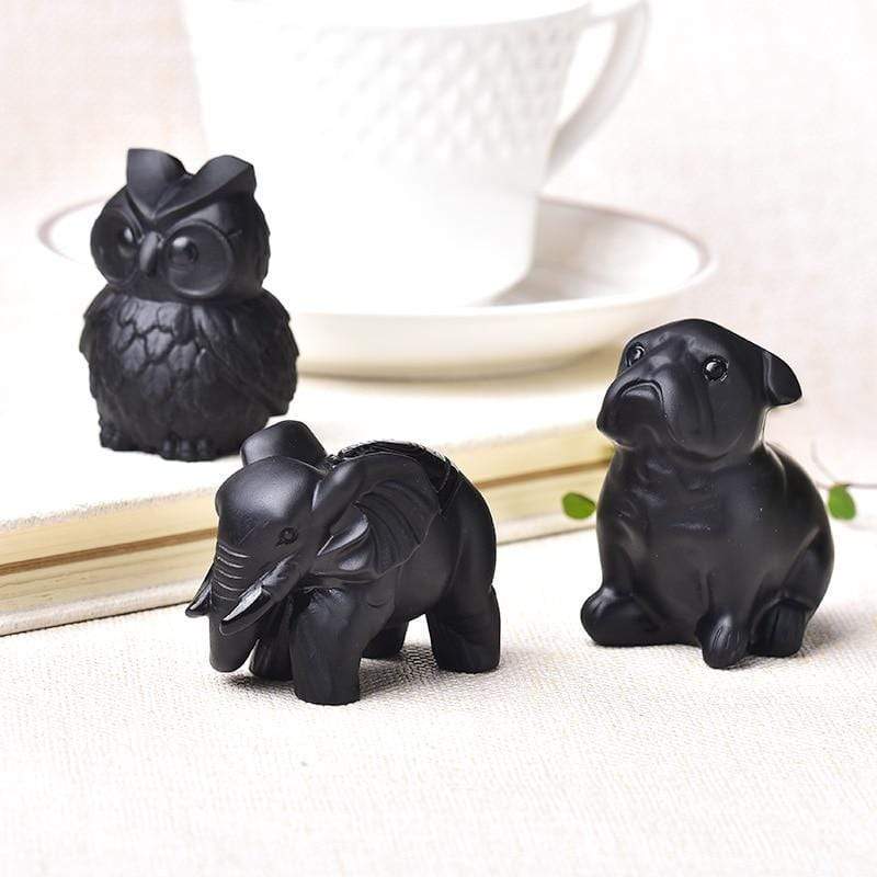 Hand Carved Obsidian Animal Figurine