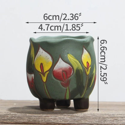 Hand Painted Tulips Flower Pot