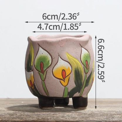 Hand Painted Tulips Flower Pot