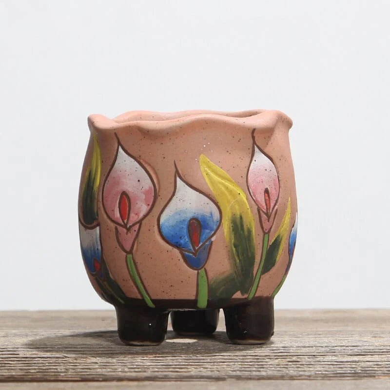 Hand Painted Tulips Flower Pot