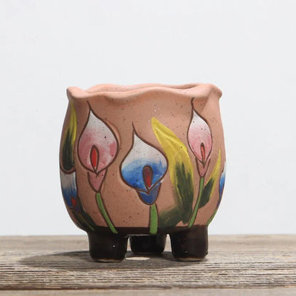 Hand Painted Tulips Flower Pot