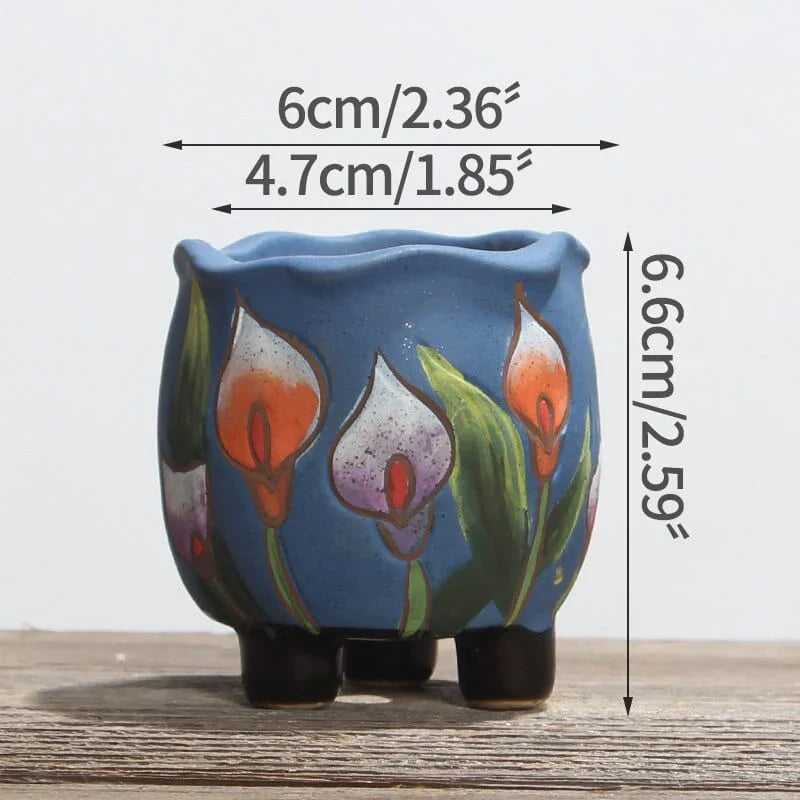 Hand Painted Tulips Flower Pot