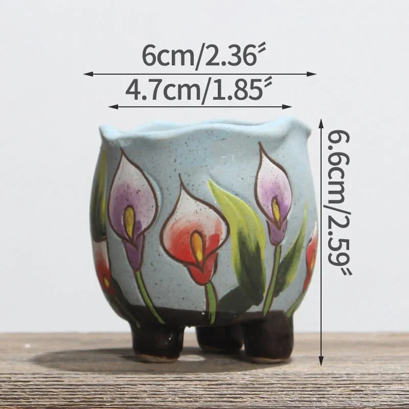 Hand Painted Tulips Flower Pot