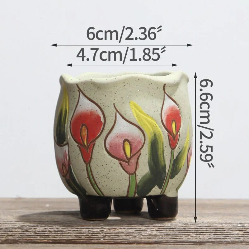 Hand Painted Tulips Flower Pot