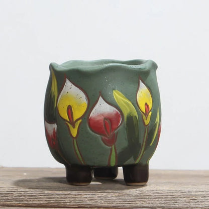 Hand Painted Tulips Flower Pot