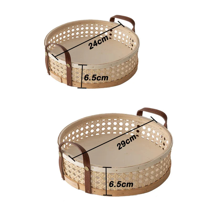 Round Rattan Basket with Handle