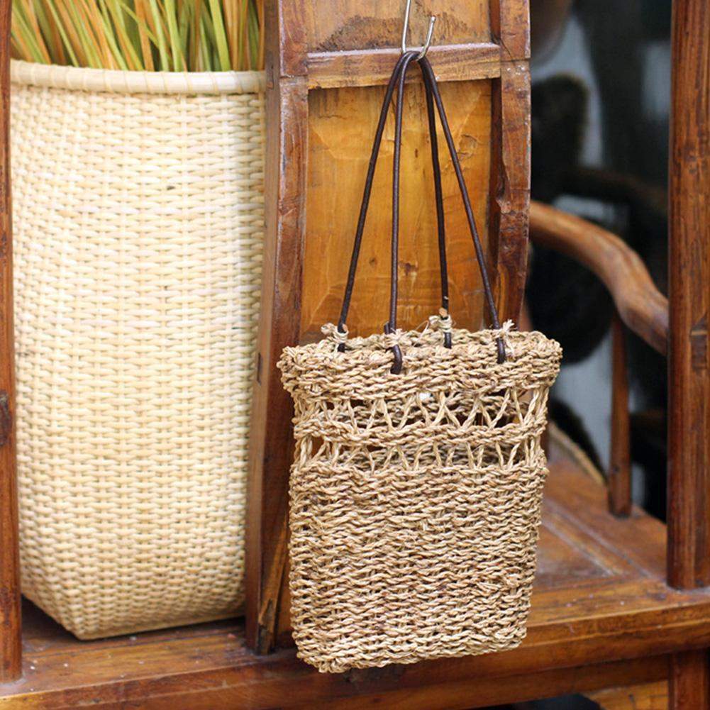 Hand-Woven Seagrass Wall Hanging Flower Pot