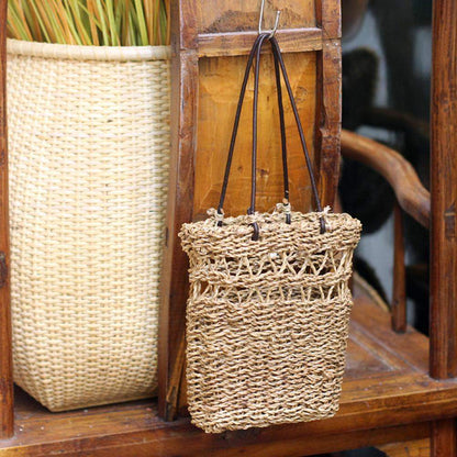 Hand-Woven Seagrass Wall Hanging Flower Pot