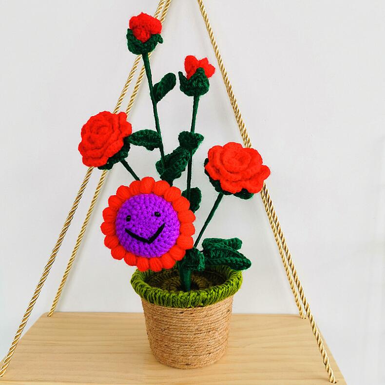 Hand-knitted Crochet Flower Pot