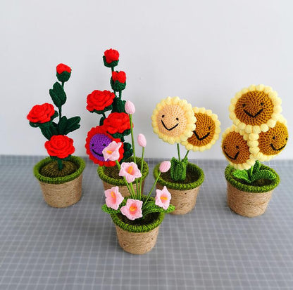 Hand-knitted Crochet Flower Pot