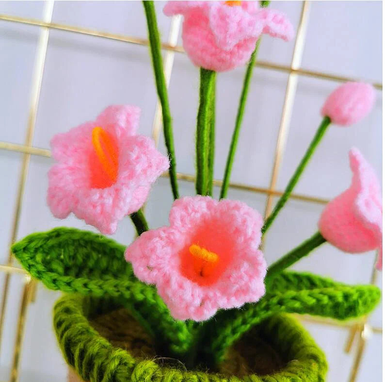 Hand-knitted Crochet Flower Pot