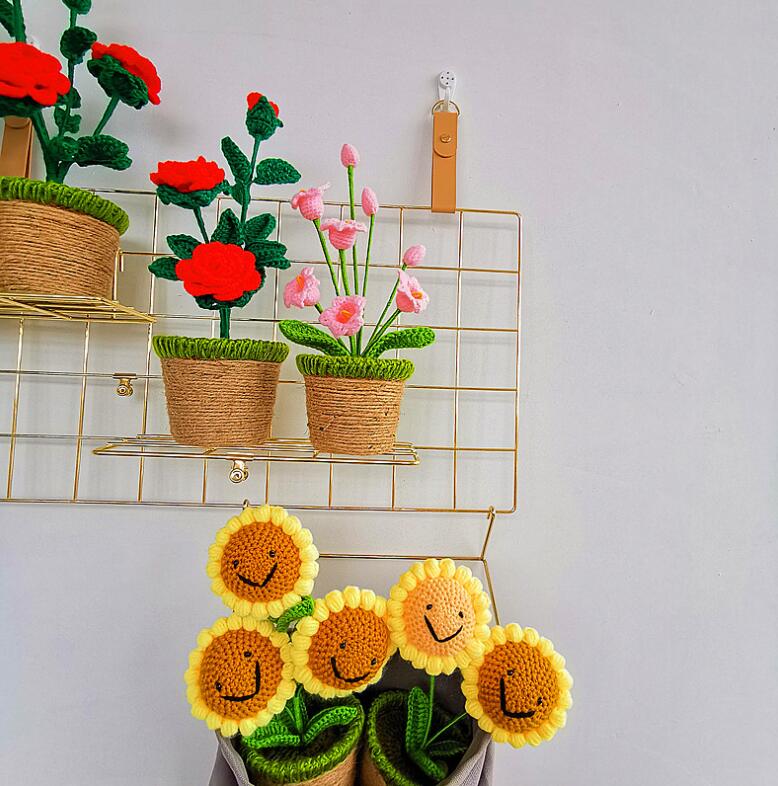 Hand-knitted Crochet Flower Pot