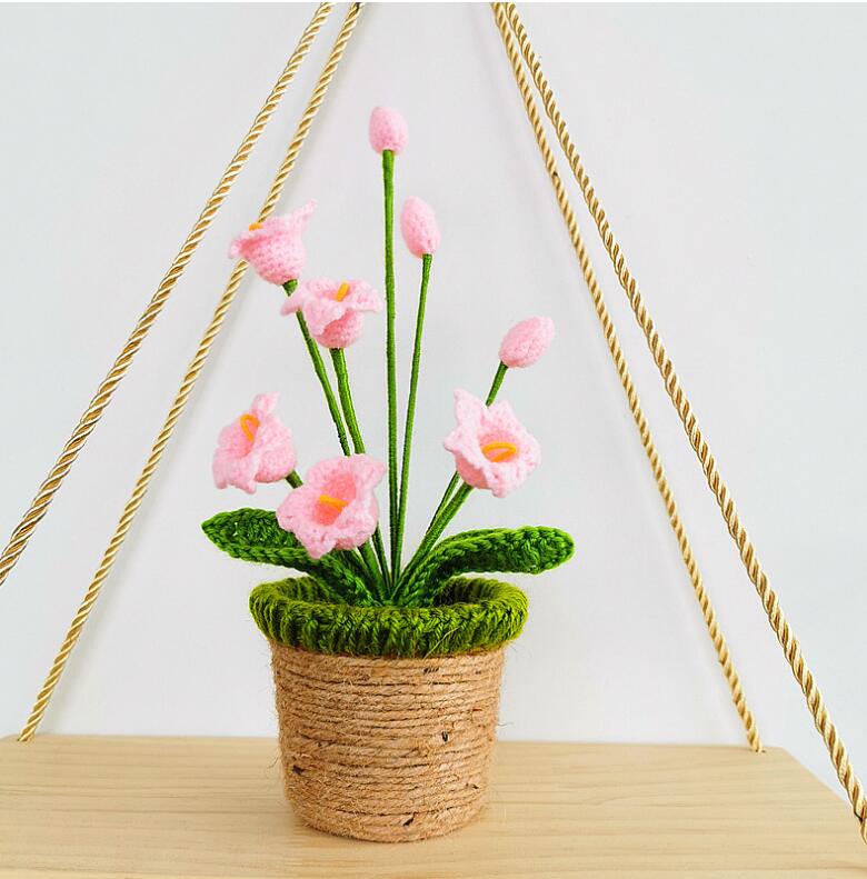 Hand-knitted Crochet Flower Pot