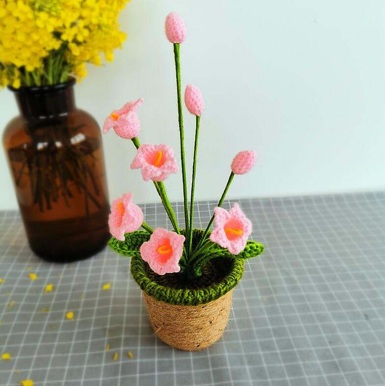 Hand-knitted Crochet Flower Pot