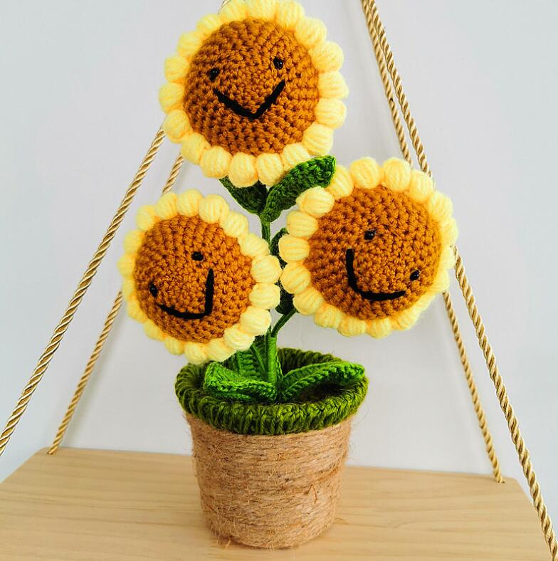 Hand-knitted Crochet Flower Pot