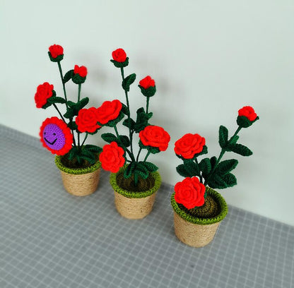 Hand-knitted Crochet Flower Pot