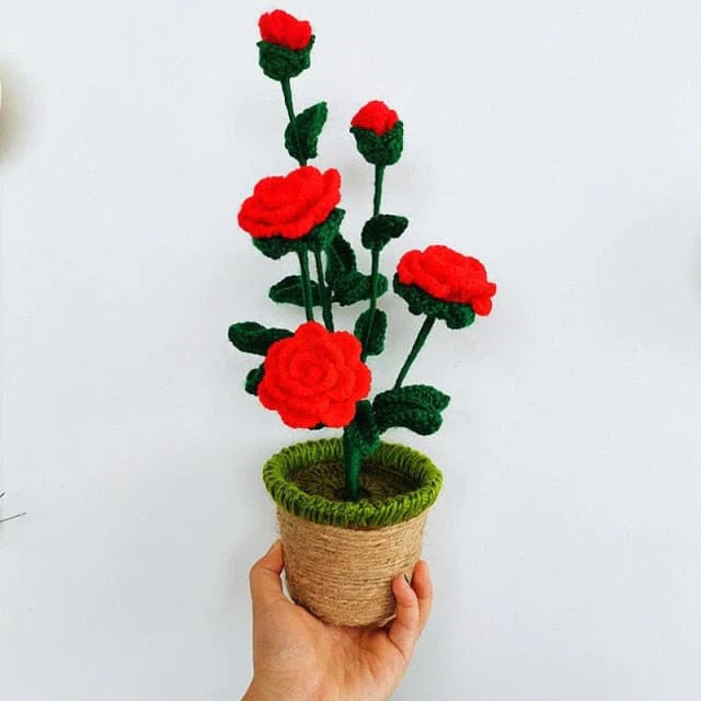 Hand-knitted Crochet Flower Pot