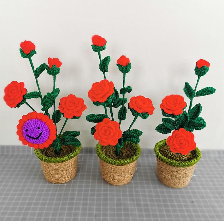 Hand-knitted Crochet Flower Pot