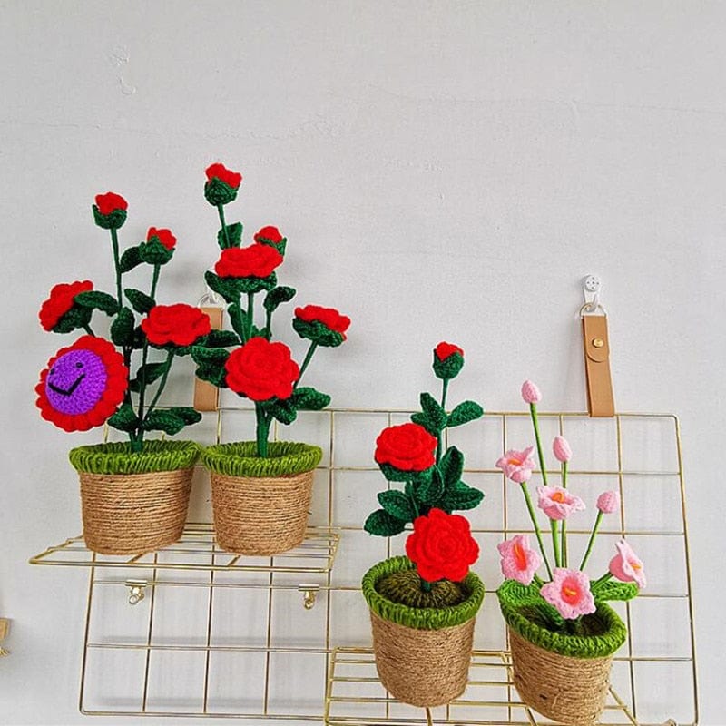 Hand-knitted Crochet Flower Pot