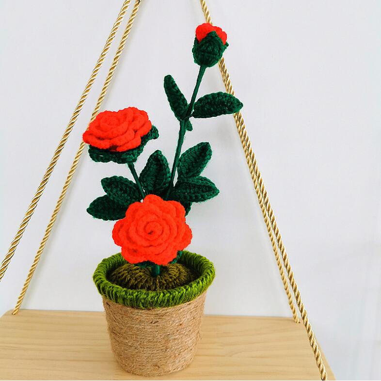 Hand-knitted Crochet Flower Pot