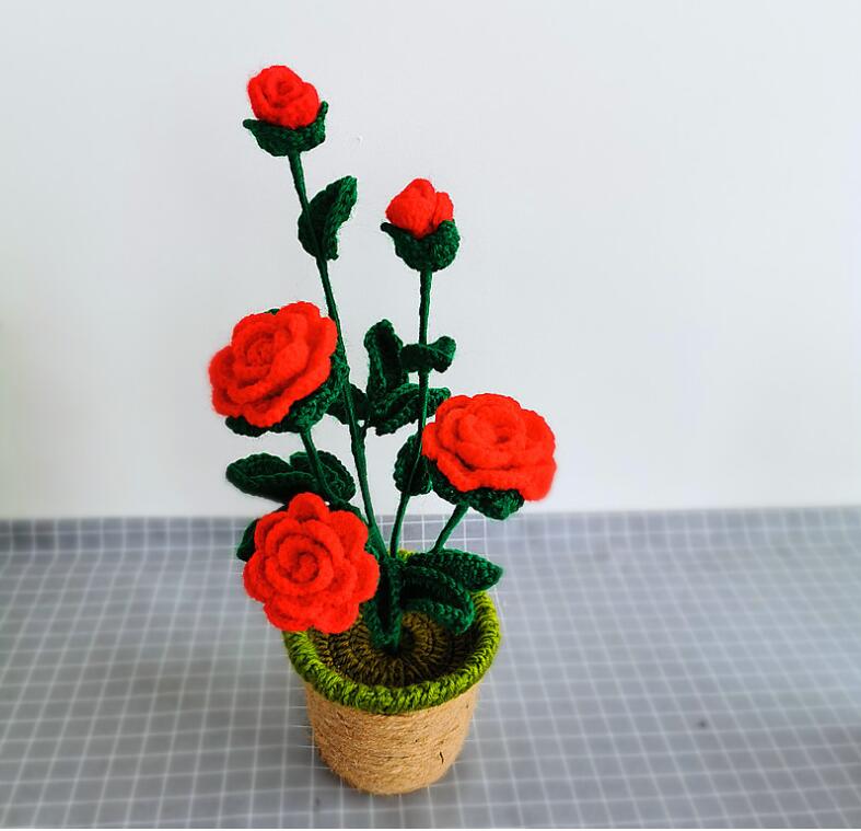 Hand-knitted Crochet Flower Pot