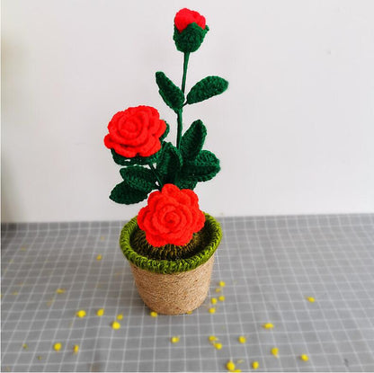 Hand-knitted Crochet Flower Pot