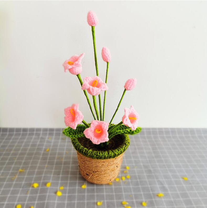 Hand-knitted Crochet Flower Pot