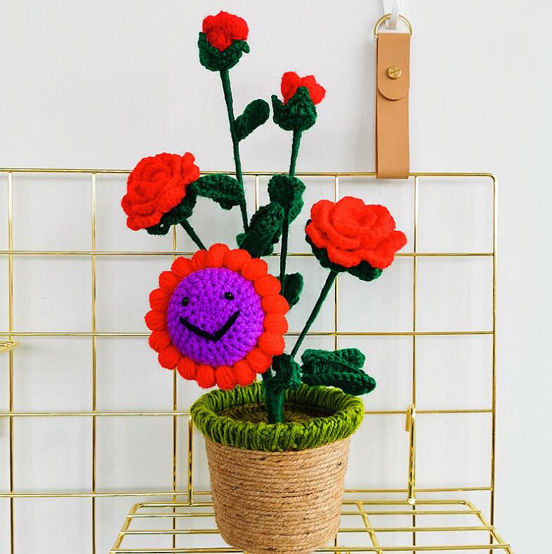 Hand-knitted Crochet Flower Pot