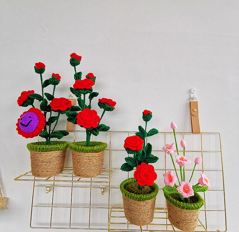 Hand-knitted Crochet Flower Pot