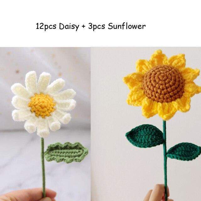 Hand-knitted Daisy Flowers