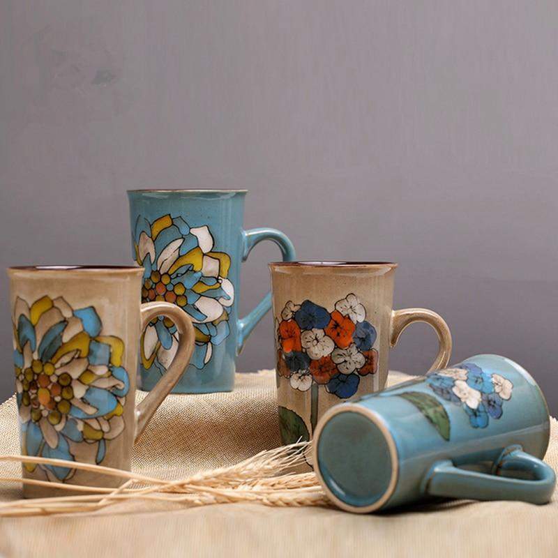 Hand-painted Floral Ceramic Cup Mugs & Teacups