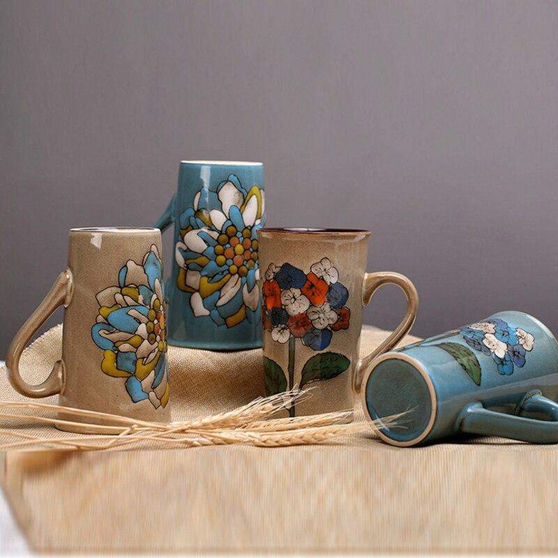 Hand-painted Floral Ceramic Cup Mugs & Teacups