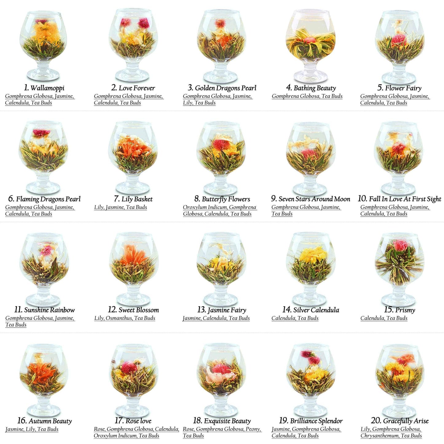 Handmade 20 pcs Blooming Flower Tea